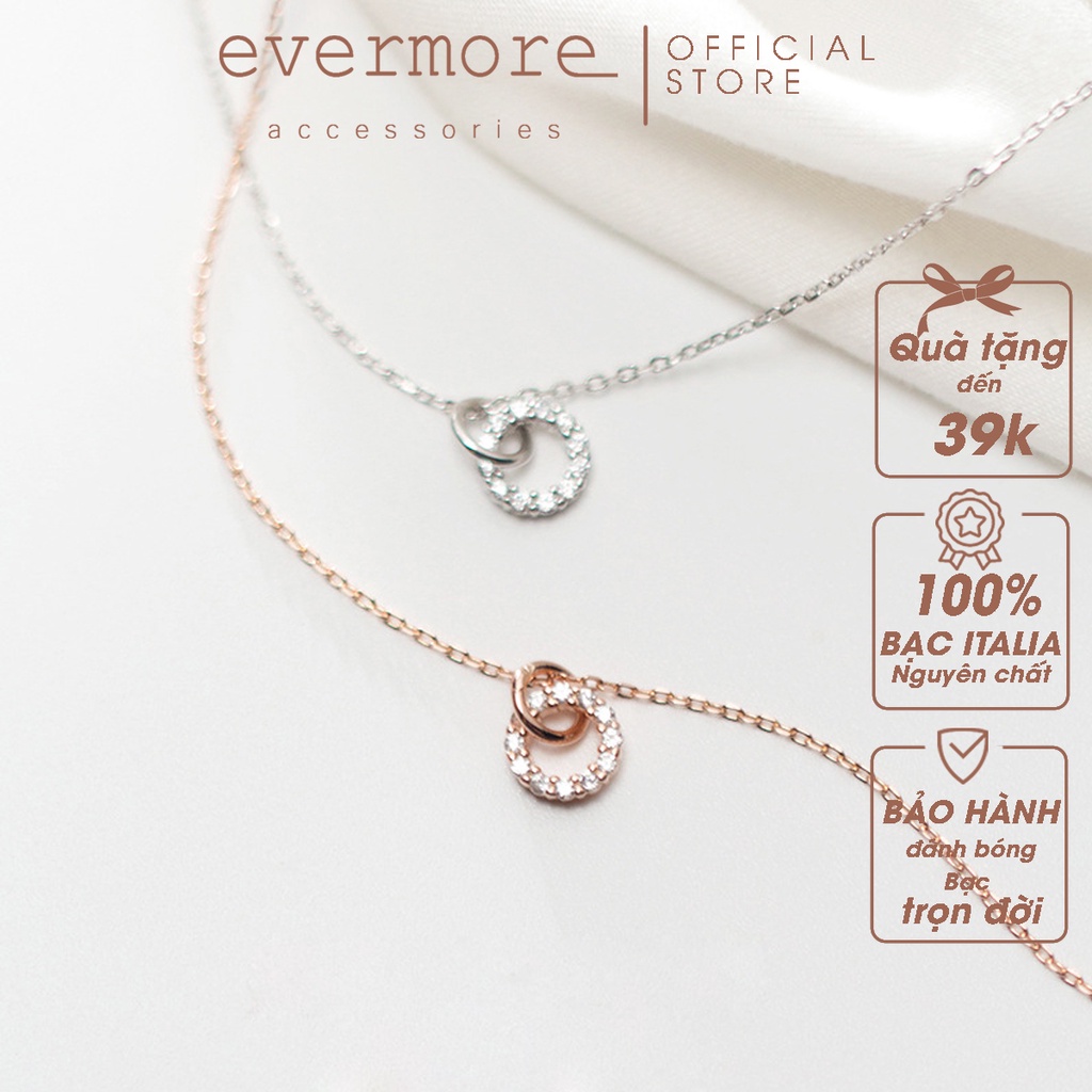 Dây chuyền bạc EVERMORE, vòng cổ vòng tròn đính đá bạc ý 925, phong cách minimalism, thanh lịch - D010