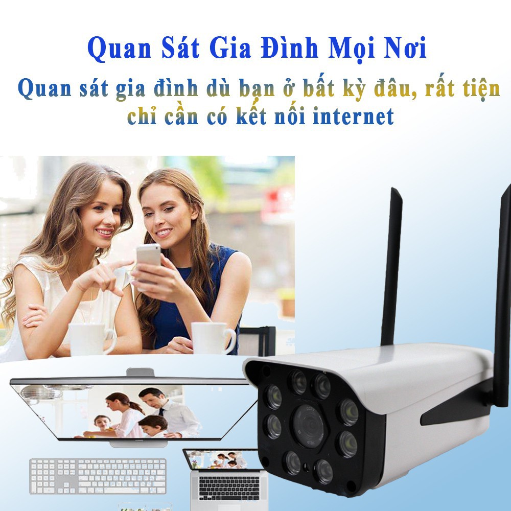 Camera IP Wifi Trong nhà Ngoài trời Yoosee GW-218S 2 Râu FullHD 1080P 8 LED đàm thoại 2 chiều (Trắng) - Nhất Tín