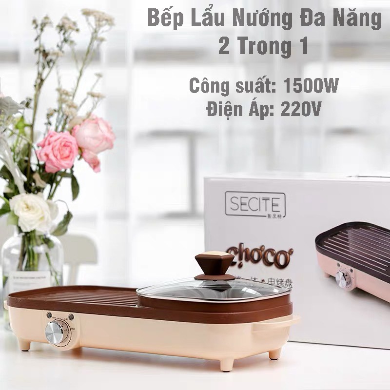 [Mã ELHADEV giảm 4% đơn 300K] Bếp Lẩu Nướng Đa Năng 2 Trong 1, Bếp Lẩu Nướng Không Khói