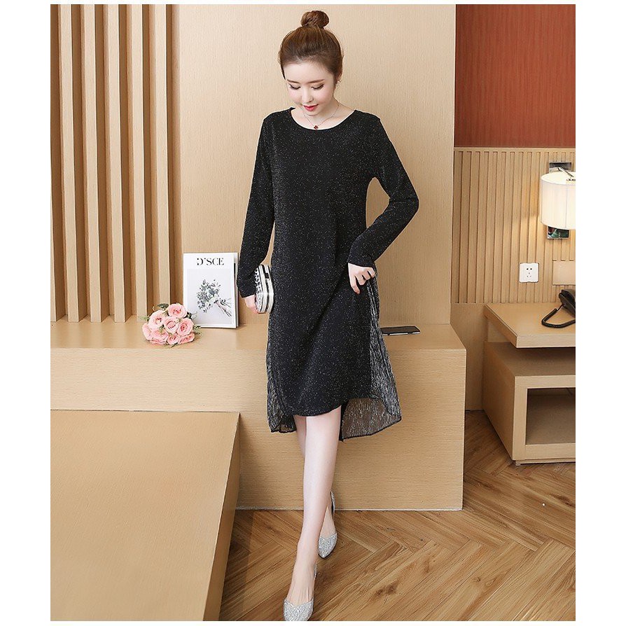 ĐẦM SUÔNG ÁNH KIM TUYẾN TAY DÀI D1197