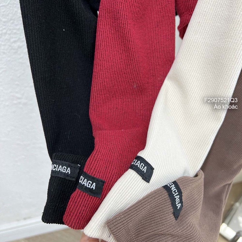 Áo khoác thun tăm nhung nón dài tay gắn tem vạt bầu Khoá kéo ĐẸP s TT2907