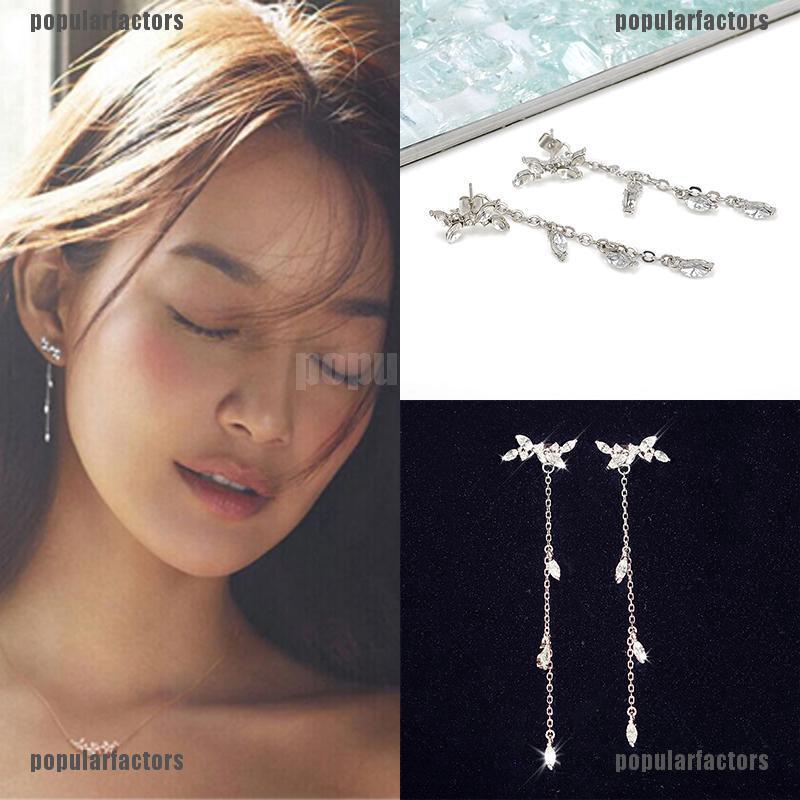 Khuyên Tai Dáng Dài Phối Tua Rua Phong Cách Hàn Quốc