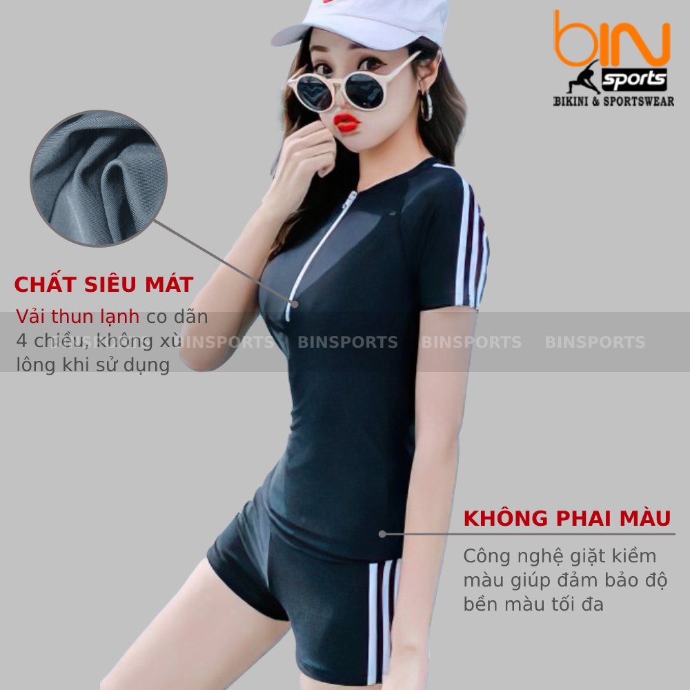 Bikini Nữ 2 Mảnh Quần Đùi Cạp Cao Aó Phủ Bụng Bin Sports BHV096
