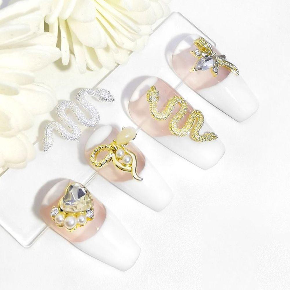 Miếng DáN Trang Trí MóNg 3D|Set 10 Phụ Kiện Trang Trí Móng Tay Nghệ Thuật Hình Rắn Bằng Hợp Kim DIY