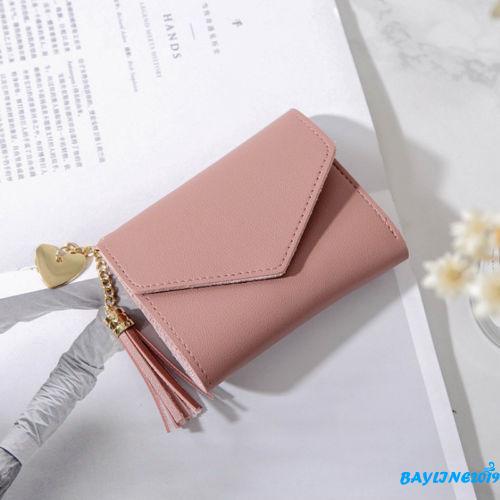 ❆❀✯Ví đựng tiền ngắn dành cho nữ Ví đựng tiền xu gấp bằng da nữ