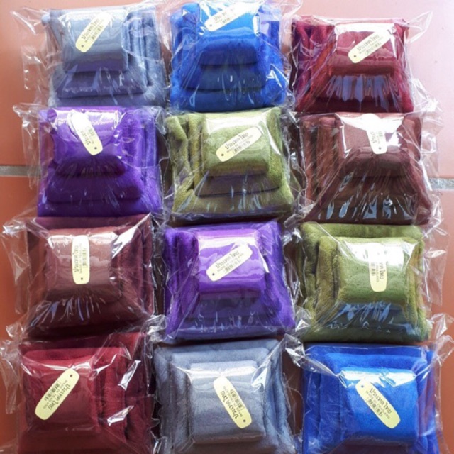 Bộ 3 khăn tắm, khăn mặt ,khăn gội trơn (khăn tắm 1mx50)