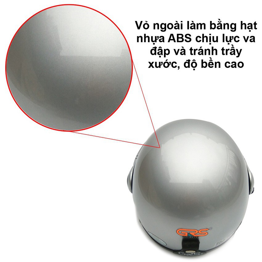 Mũ bảo hiểm nửa đầu có kính chính hãng GRS A33K, mẫu nón bảo hiểm phổ thông phù hợp cho cả nam và nữ vòng đầu trung bình