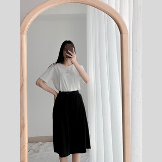 Quần đũi ống rộng nữ, quần đũi suông lửng giả váy chun sau lưng 3 màu