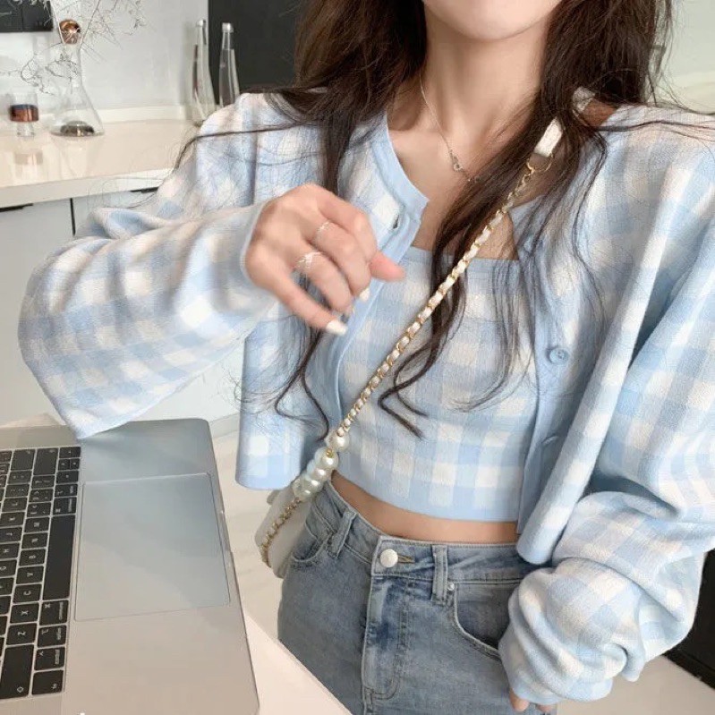 [ORDER TAOBAO] SET ÁO CARDIGAN CARO XANH | BigBuy360 - bigbuy360.vn