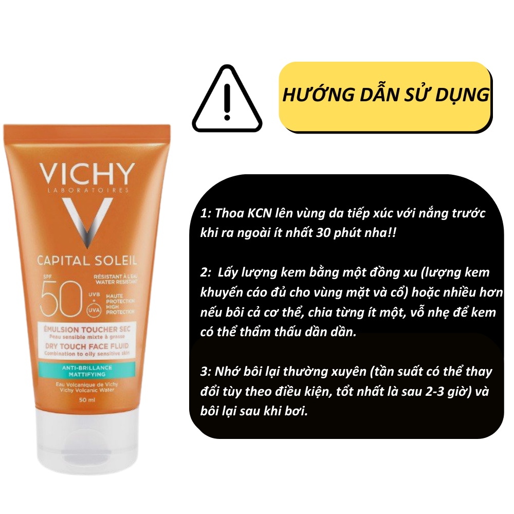 Kem Chống Nắng Vichy Emusion Ideal Soleil SPF50 Mattifying Face Fluid Dry Touch 50ml