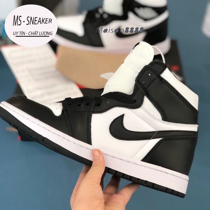 giày thể thao jordan cổ cao màu panda, giày jd1 low [MS Sneaker] màu đen trắng hàng cao cấp