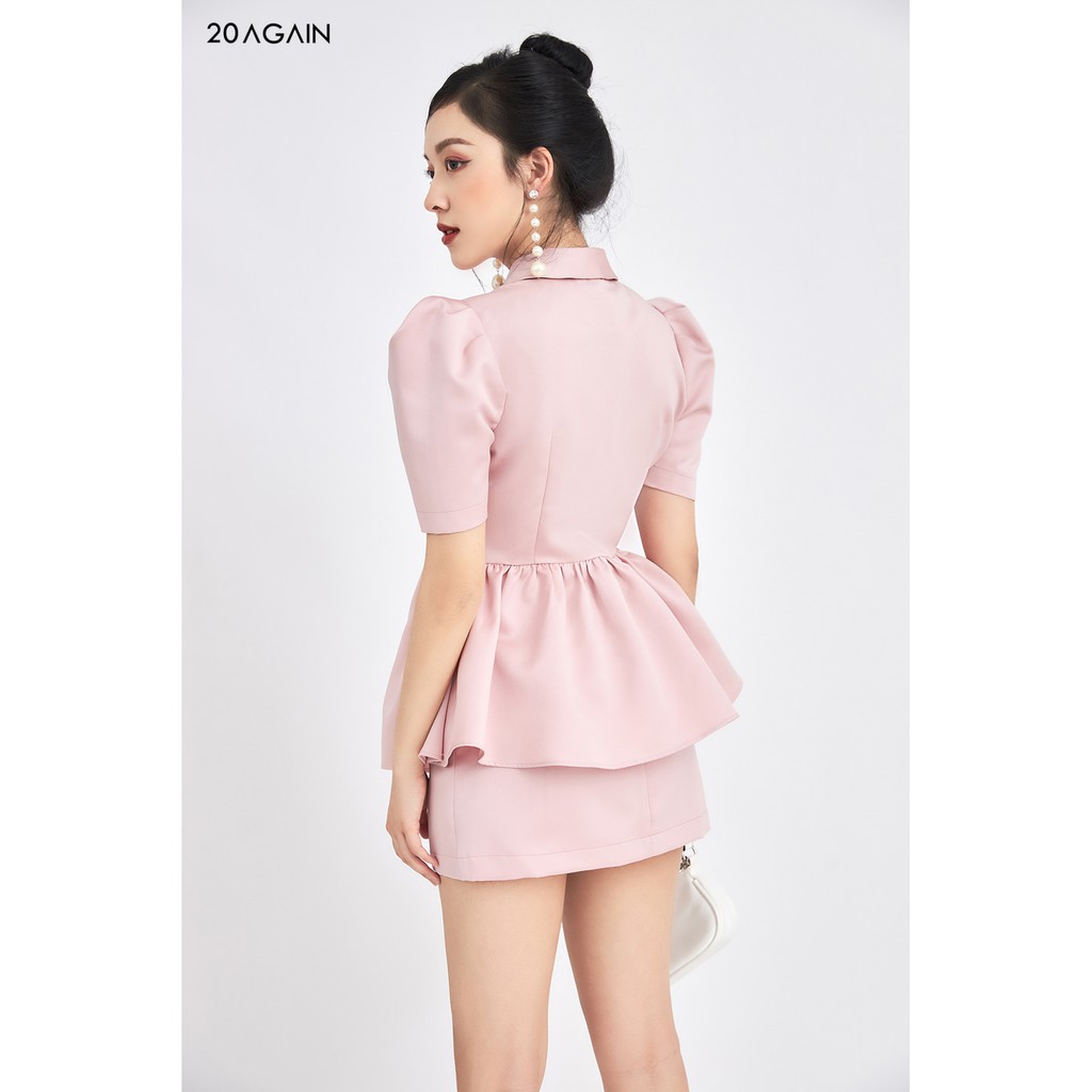 Áo sơ mi nữ cổ đức vai bồng 20AGAIN, thiết kế dáng peplum thanh lịch, chiết eo tôn dáng ASA1065 | BigBuy360 - bigbuy360.vn