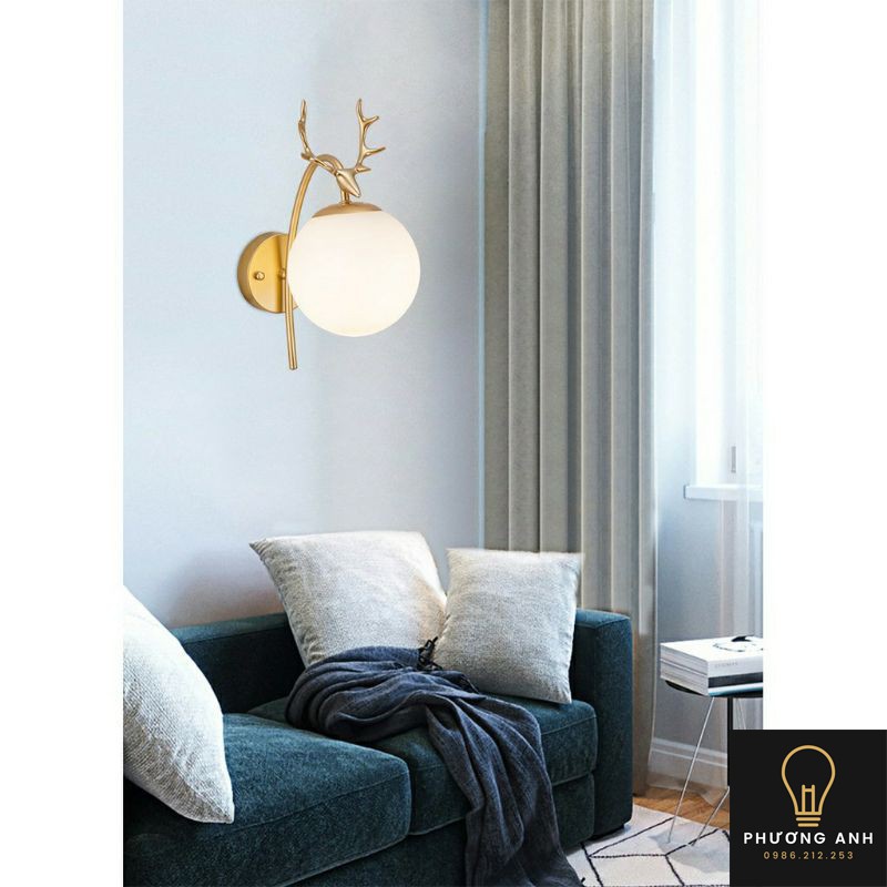 Đèn tường ánh sáng LED vàng dịu nhẹ trang trí phòng ngủ, quán cafe hình con hươu - Đèn Phương Anh