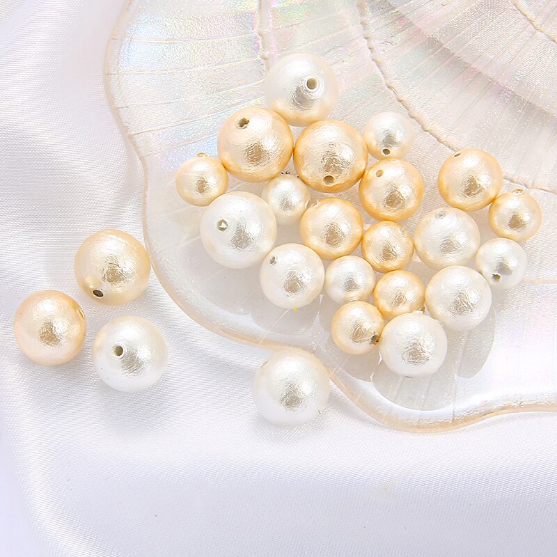 Hạt ngọc trai giả màu be kích thước 8-12mm dùng để làm đồ trang sức thủ công