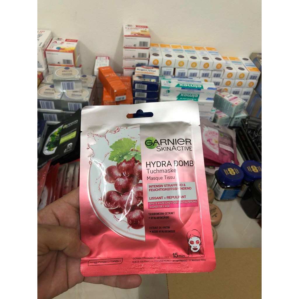 Mặt nạ vải chứa huyết thanh Garnier Hydra Bomb Hàng Đức