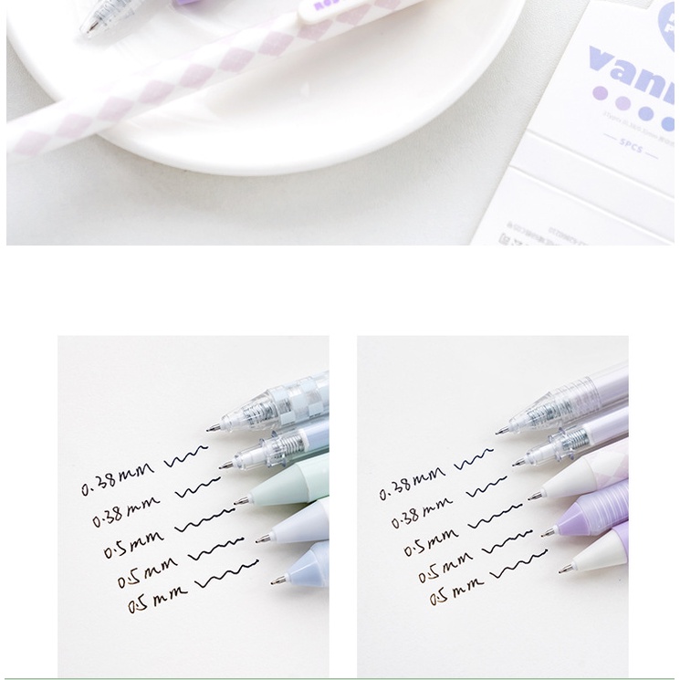 Bộ 5 bút gel đi nét viết vở học sinh ghi chú note giấy xinh yêu tông màu pastel - A77