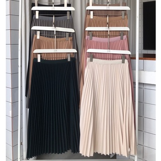 Chân váy maxi xếp ly lưng thun - V658