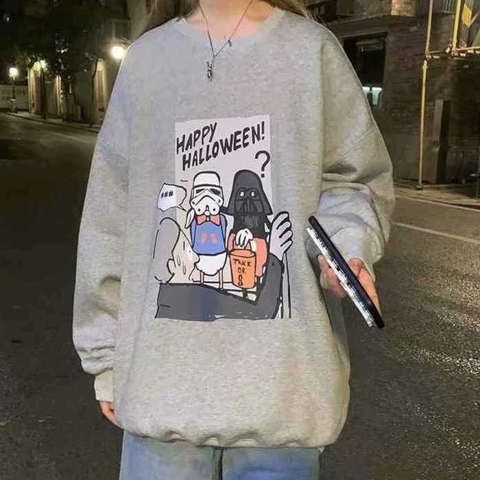 Áo khoác mũ trùm dáng rộng dài tay sành điệu size M-5XL cho nam và nữ