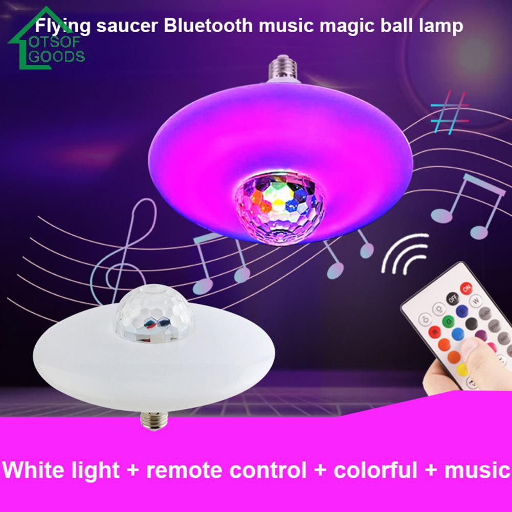 LED Bluetooth Music Light E27 RGB UFO Saucer Ceiling Lamp Bar Party Decor