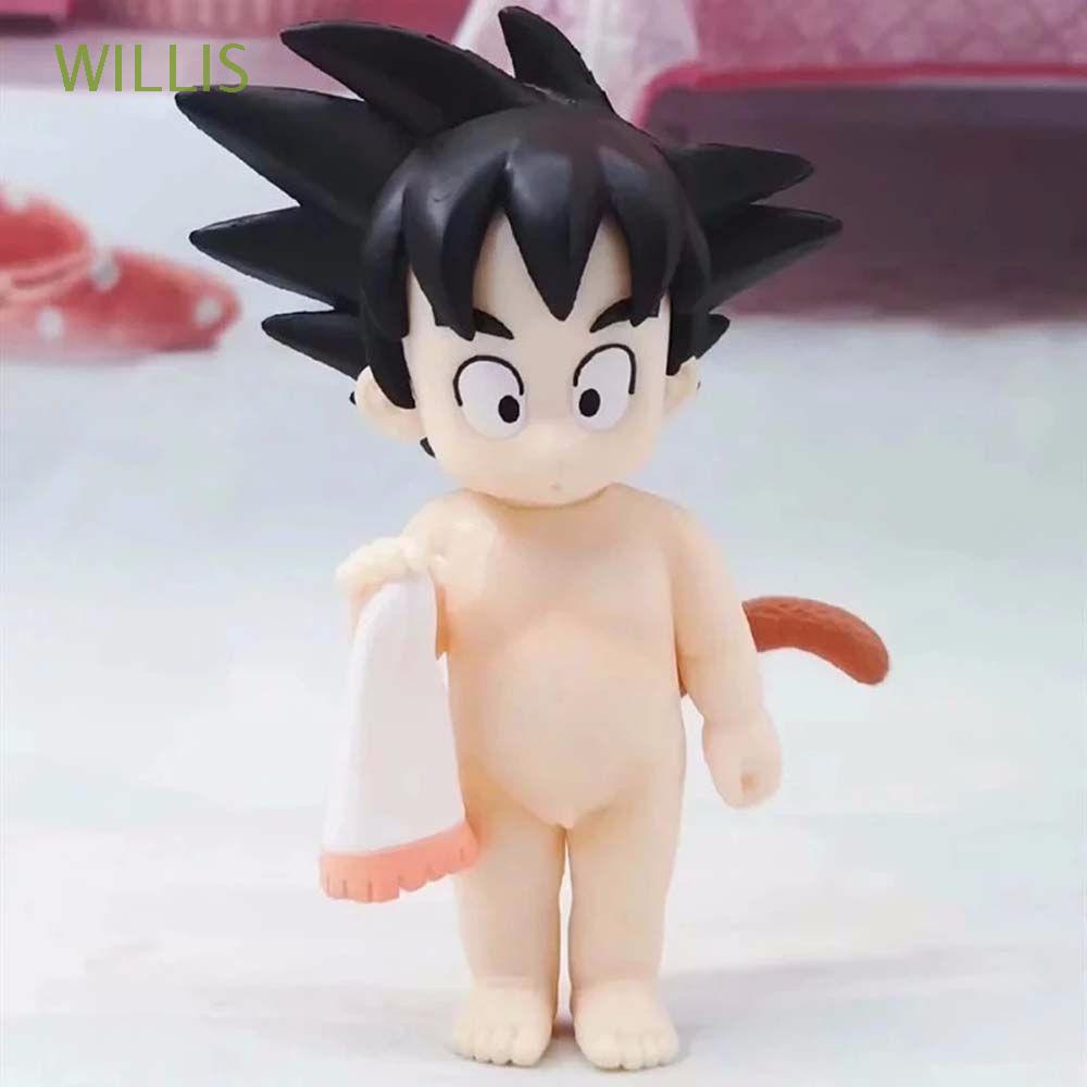 WILLIS Car Decoration Dragon Ball Action Figure Cartoon Sun Wukong Model Bathing Goku Young Model Mini Kakarotto Figura Ornaments Anime Peripheral Toys PVC Car Dashboard Toys Towel Monkey King