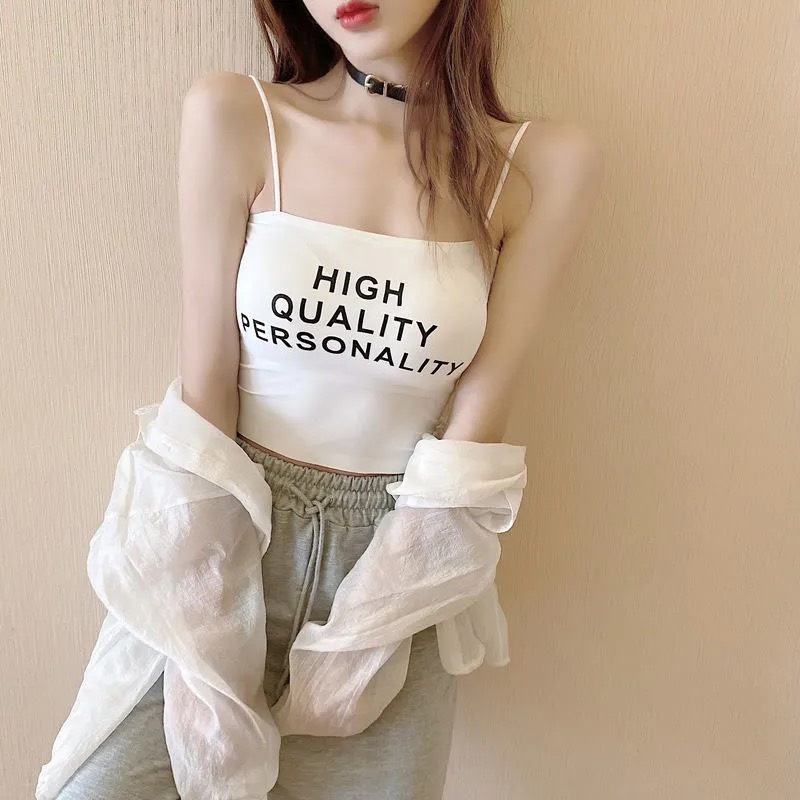 Áo bra nữ 2 dây satin thun lạnh phong cách croptop in chữ đẹp và cá tính, Áo lót nữ đệm mút mỏng LANIXA B1707