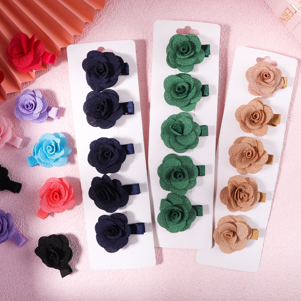 RainBow Bows Set 5 Kẹp Tóc Hoa Hồng 1.7 &quot;Thời Trang Cho Bé Gái