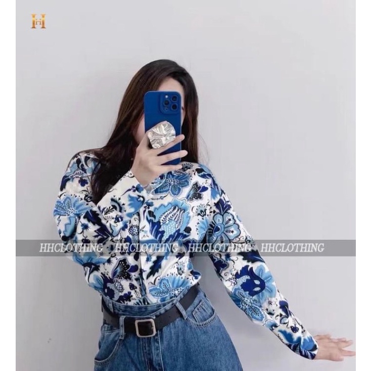 Áo sơ mi dài tay hoạ tiết dáng basic trẻ trung HH Clothing