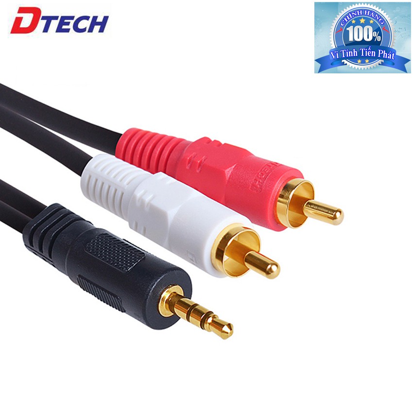 Dây cáp audio rắc 3.5 ra AV Dtech DT-6214 dài 10m