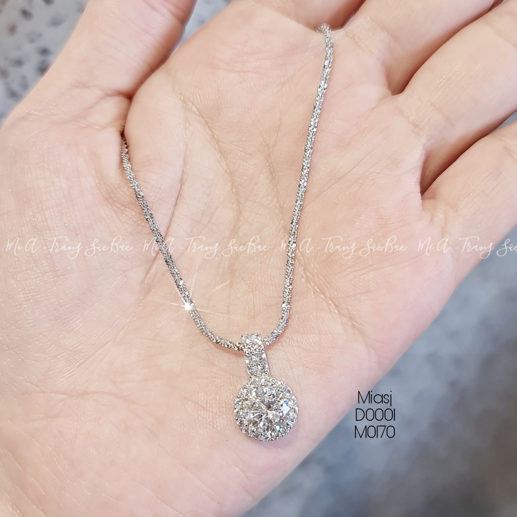 Dây chuyền nữ bạc Ý S925 MiASJ kèm mặt tròn kết đá Cz cao cấp M0170/D0001