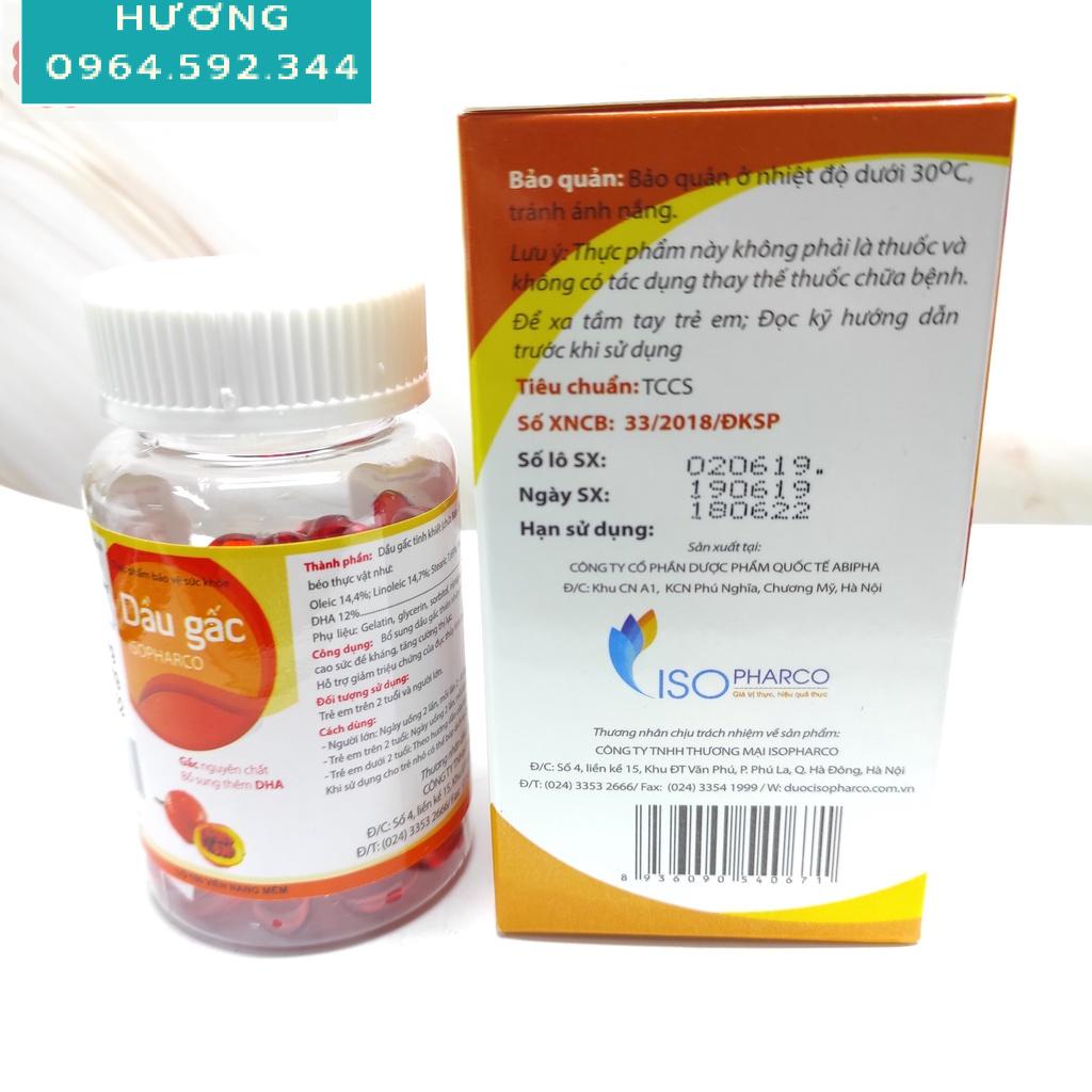 Dầu Gấc Isopharco - Bổ Sung DHA, Giảm Lão Hóa, Nâng Cao Sức Đề Kháng, Tăng Cường Thị Lực - Lọ 100 viên