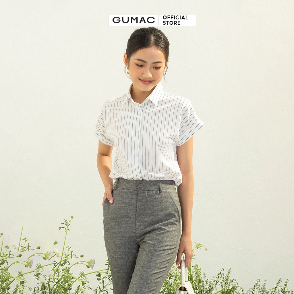 [Mã WABRGUM giảm 10% tối đa 30K đơn 99K] Áo sơ mi công sở nữ tay ngắn thời trang GUMAC chất liệu Linen cao cấp AC03068