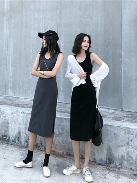 Váy Dài Nữ Cổ Vuông 2 Dây Có Mút Ngực – Đầm Body Thun Gân Tăm Dáng Dài Tôn Dáng DB10 CinZy SG | BigBuy360 - bigbuy360.vn