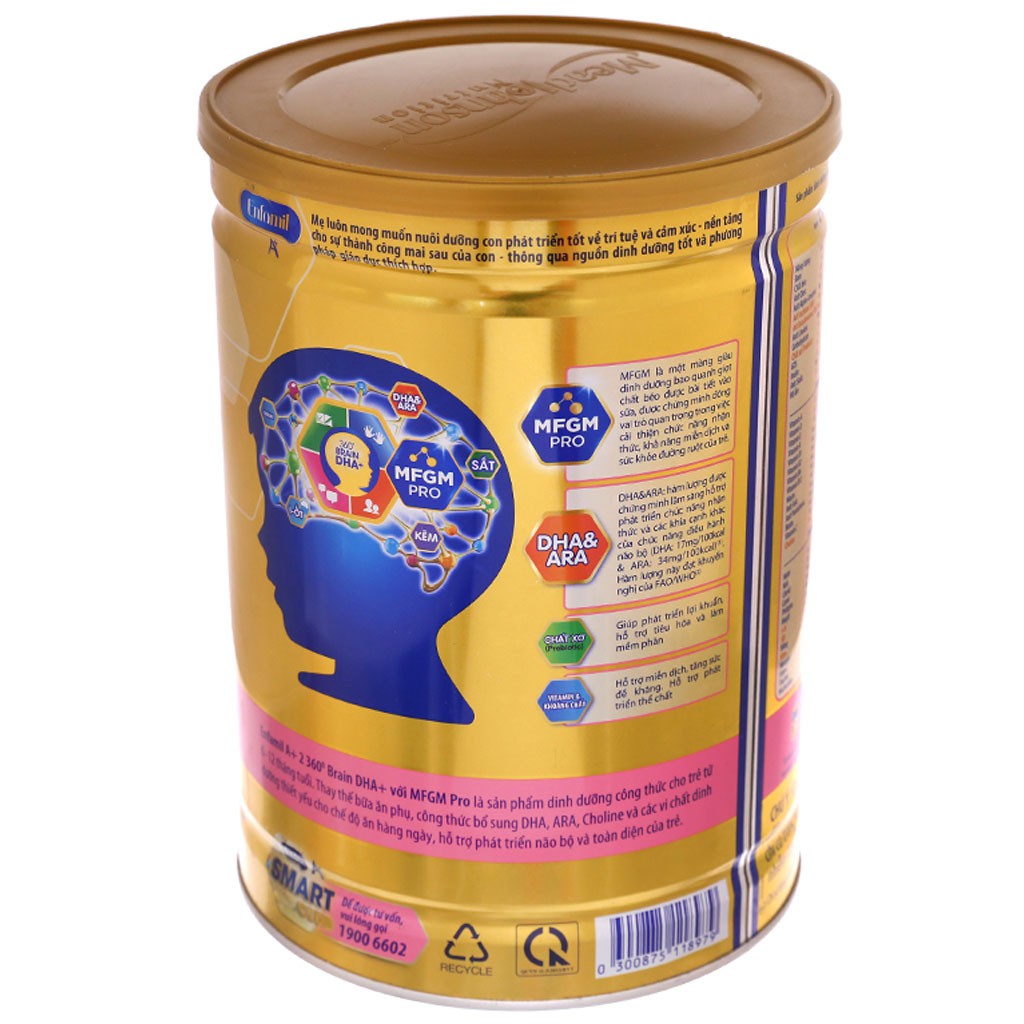 [CHÍNH HÃNG] Sữa Bột Mead Johnson Enfamil A+ Số 2 Brain DHA+ và MFGM Pro Hộp 1,7kg