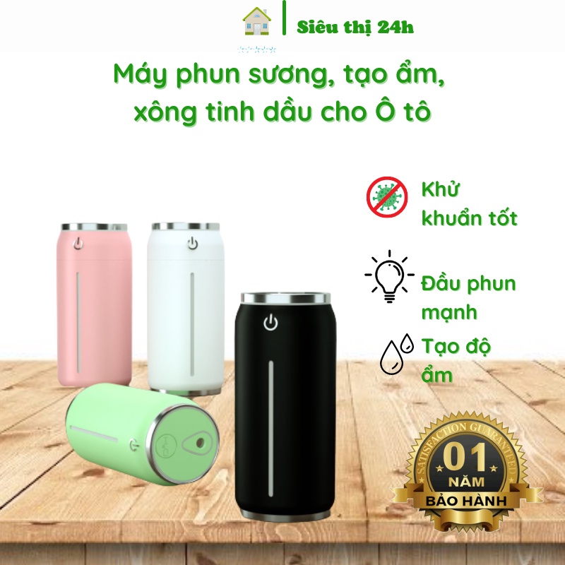 Máy phun sương, tạo ẩm, xông tinh dầu cho Ô tô [LOẠI CAO CẤP] khử mùi xe, chống khô da, xông mùi hương thơm tinh dầu