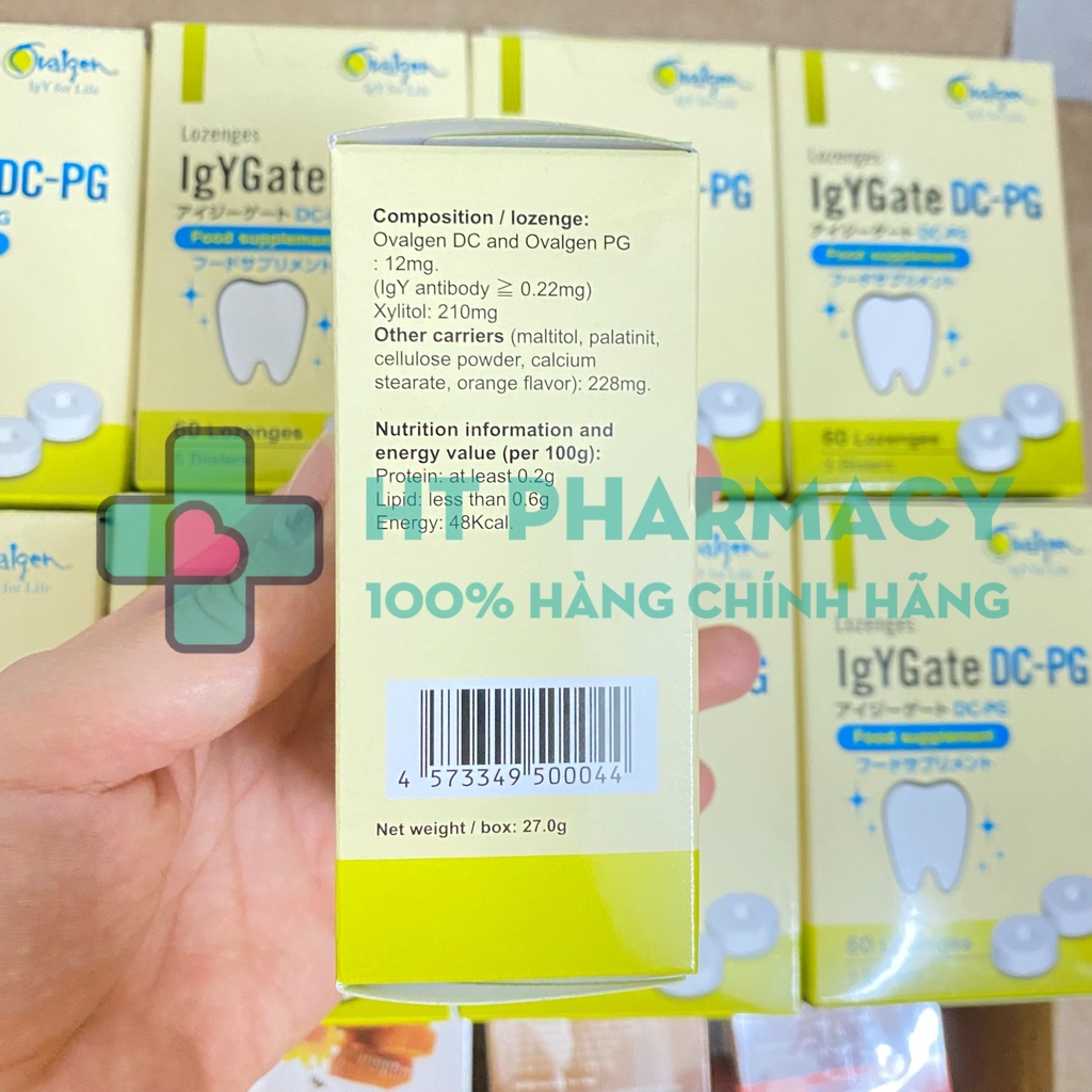 Viên ngậm IgYGate DC-PG hộp 60 viên chống sâu răng Nhật Bản