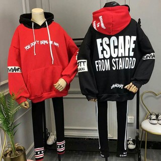 Áo hoodie chữ phối 2 màu freesize