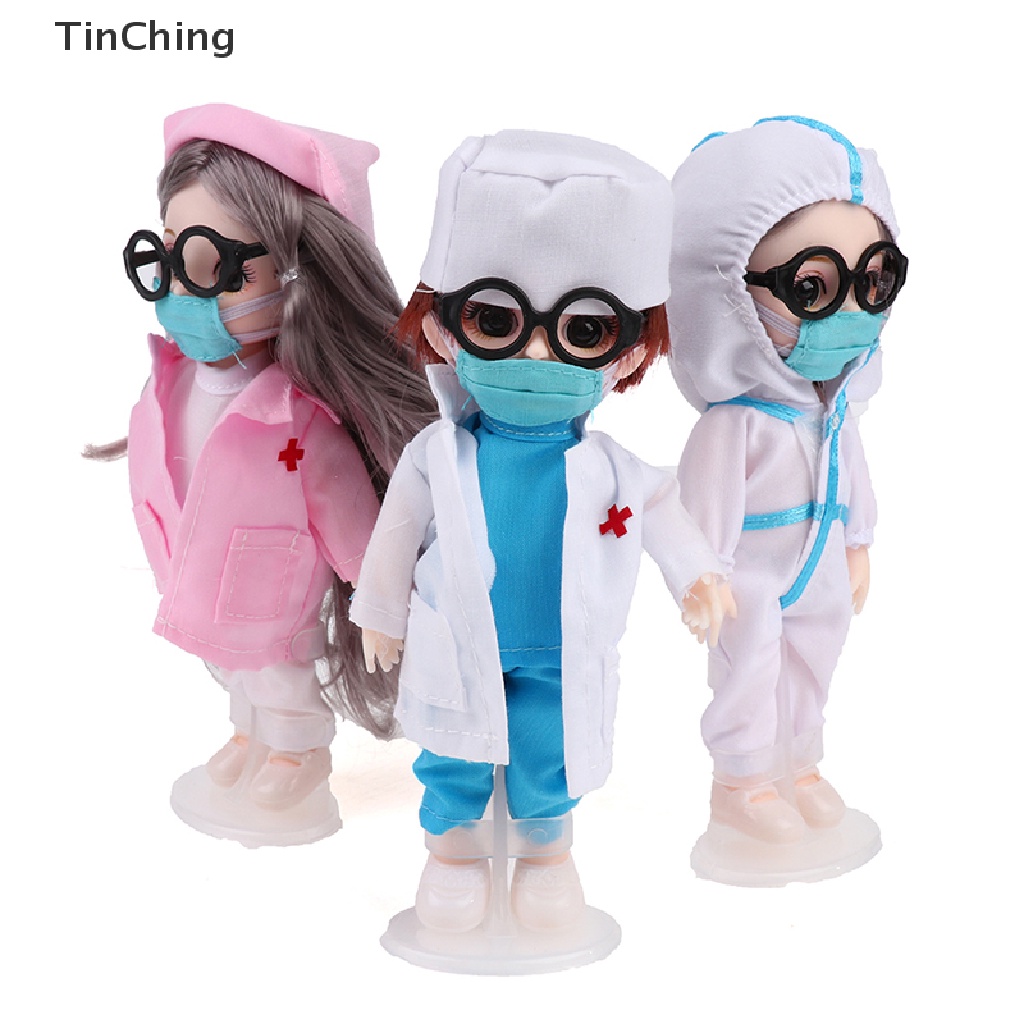 Bộ Đồ Bảo Vệ Y Tá / Bác Sĩ / Y Tá Màu Trắng Xinh Xắn Kích Thước 17cm Cho Búp Bê