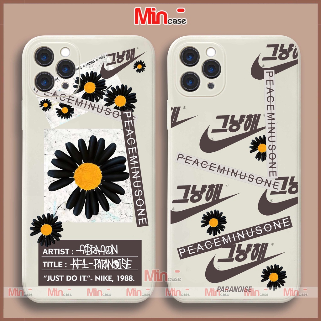 Ốp lưng điện thoại iPhone cạnh viền vuông Nike hoa cúc silicon dẻo cho ip 6/6s/7/8/X/XS/XR/11/12/13/14 Pro Plus Max