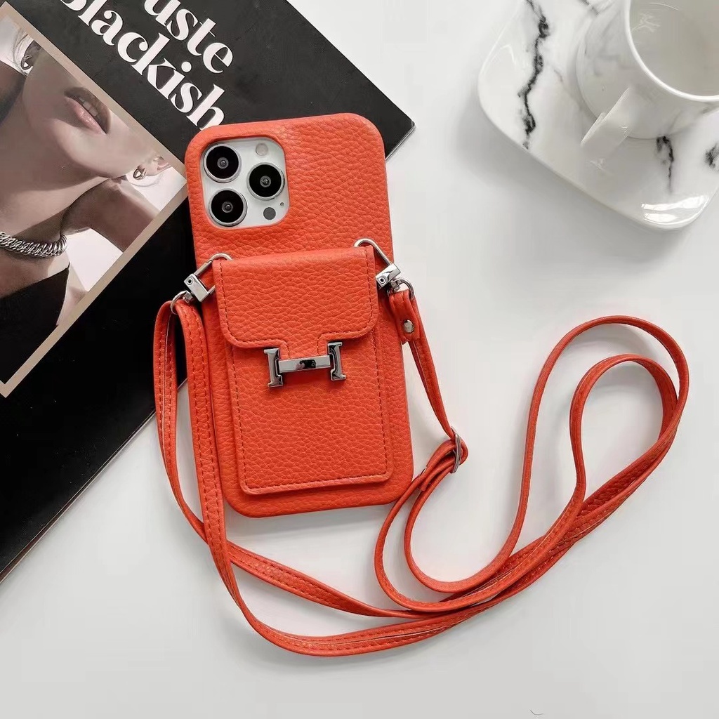 Mới Ốp Điện Thoại Nắp Gập Có Ngăn Đựng Thẻ & Dây Đeo Cho iphone 15 14 13 12 11 pro max mini ix xr xsmax se 2020 7 8 plus 15promax