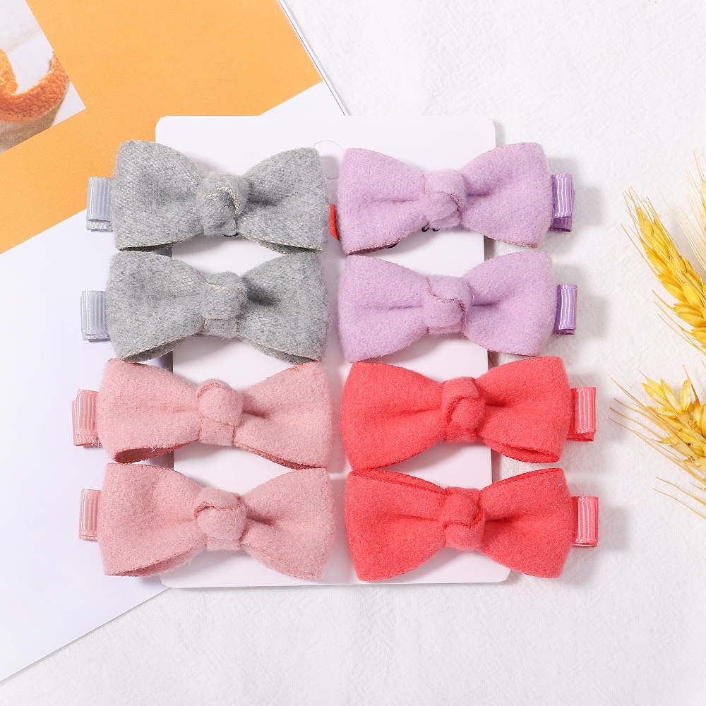 KIDSBOWS Set 8 kẹp tóc nơ len 2 inch thời trang cho bé gái