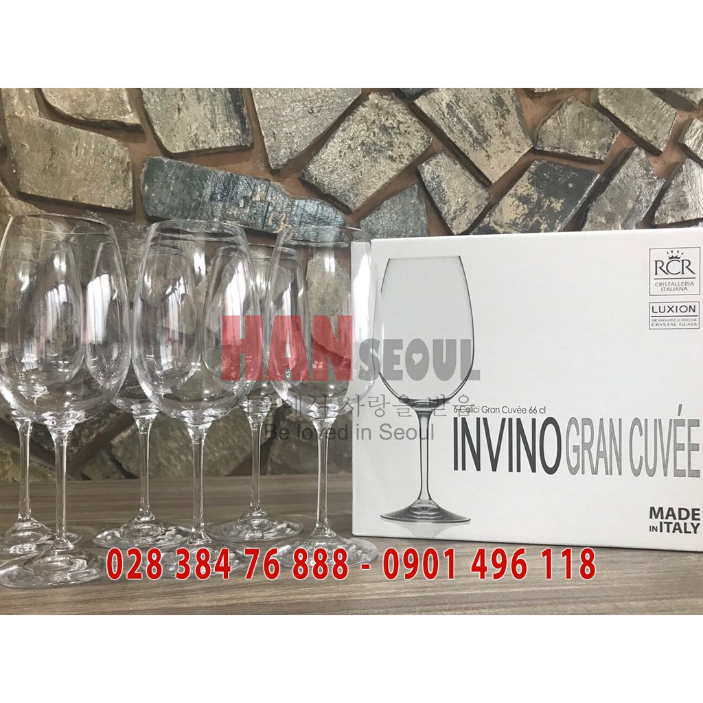 Bộ 6 ly pha lê rượu vang trắng bầu lớn RCR của Ý dòng Luxion ® Invino GRAN CUVÉE 664ml (Goblet for Gran Cuvée Wines)