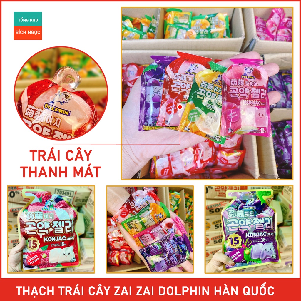 Thạch Trái Cây Zai Zai Dolphin Hàn Quốc - Ngon Bổ Dưỡng Chất Lượng Cho Bé 300g/1kg