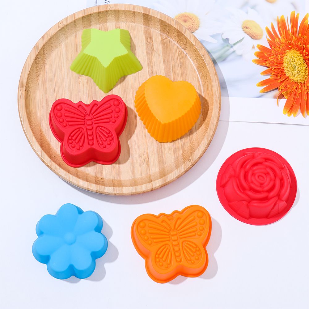 Khuôn Silicone Làm Bánh Hình Trái Tim Chống Dính Chịu Nhiệt Có Thể Tái Sử Dụng