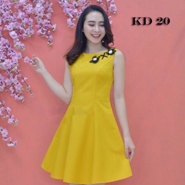 Đầm xoè duyên dáng đính hoa, đầm công sở thanh lịch siêu xinh | BigBuy360 - bigbuy360.vn