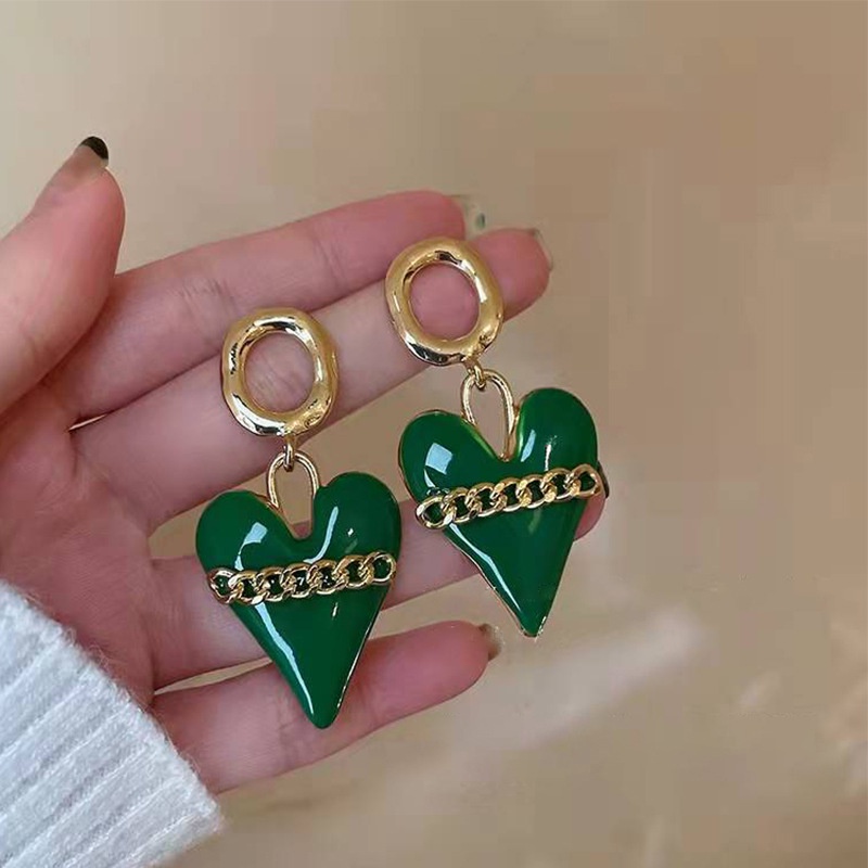 Dây Chuyền Mặt Hình Mặt Cười Màu Xanh Lá Phong Cách Retro Thời Trang