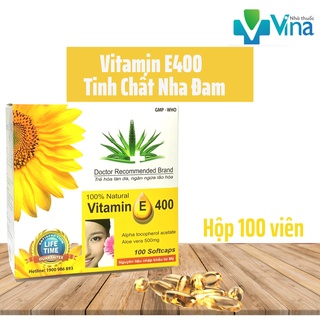 Vitamin E400 Kèm Tinh Chất Nha Đam - Giúp sáng đẹp da Hộp 100 viên