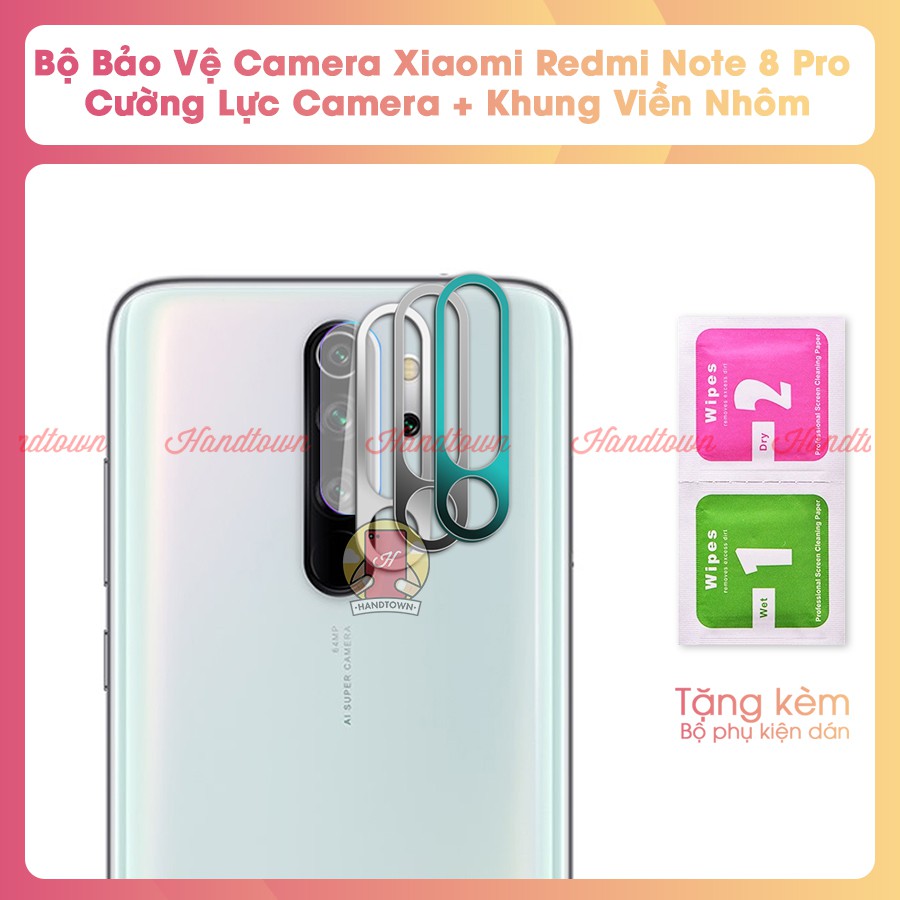 Bộ bảo vệ Camera cho Xiaomi Redmi Note 8 Pro Cường Lực CAMERA + Khung viền Nhôm CAMERA