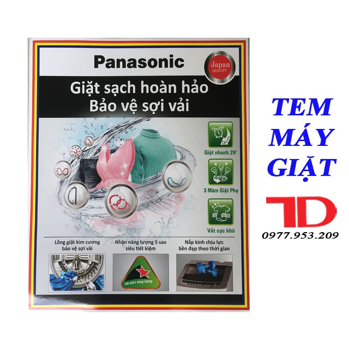 Miếng dán máy giặt PANASONIC, tem dán trang trí máy giặt PANASONIC mẫu 1