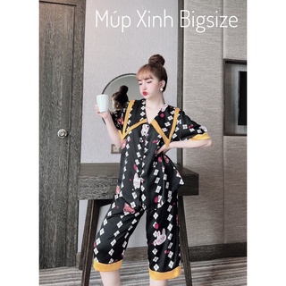 (Xả Kho) Đồ Bộ Lửng 40-55kg Bigsize Lụa Satin, Lụa Nhật , Mã LUNGL01, Siêu Mịn Mát Mặc Nhà
