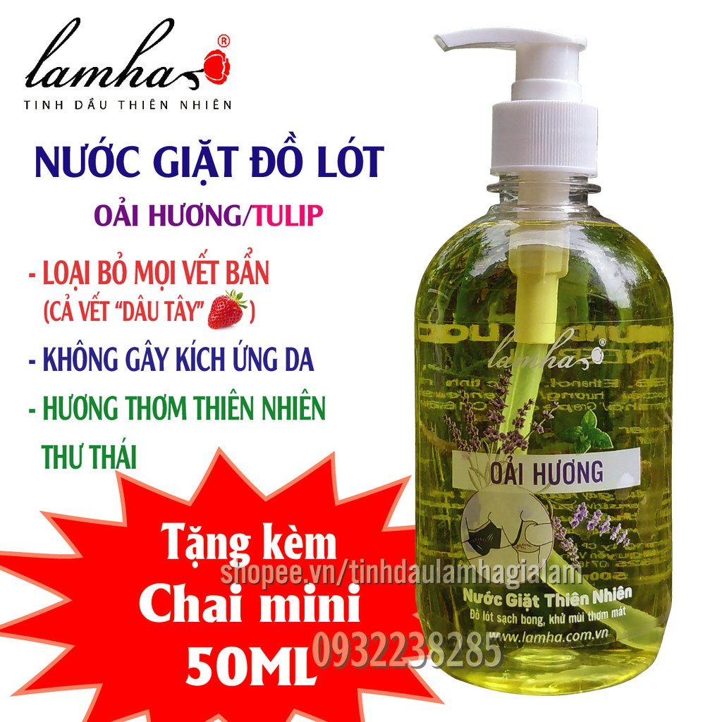 Nước giặt đồ lót Oải Hương/Tulip LAMHA 500ml